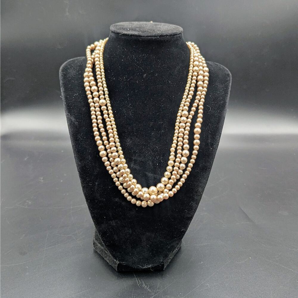 Vintage Faux Pearl Necklace Set 3 Strand 19" + 17" Classic Elegant